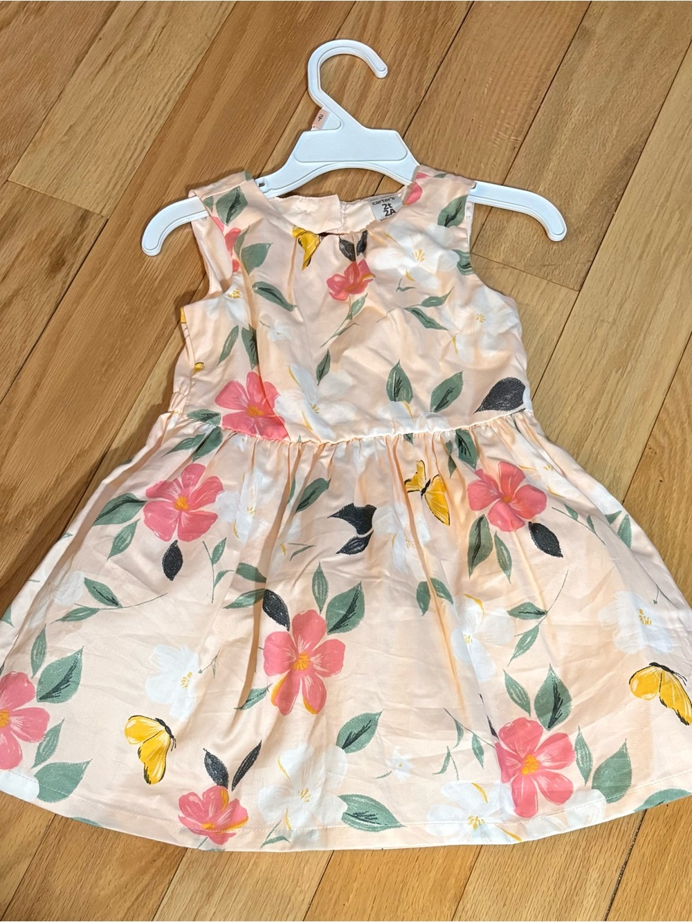 Carter's Light Floral Dress with Yellow Butterfly Details